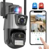 📹 Cámara de Seguridad WiFi Doble Lente con Sirena Policial