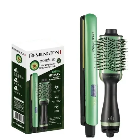 Plancha De Cabello Y Cepillo Secador Renmington aguacate